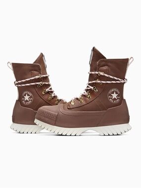 Converse Brown and White Women's Waterproof Lace-Up Waterproof boots